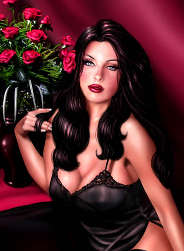 belle-femme-fond-rouge-flora